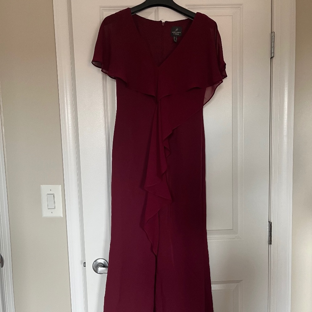 Adrianna Pappel Chiffon Overlay Crepe Mermaid Gown